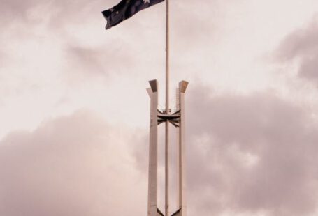 Canberra - Australian flag flying over parliament house