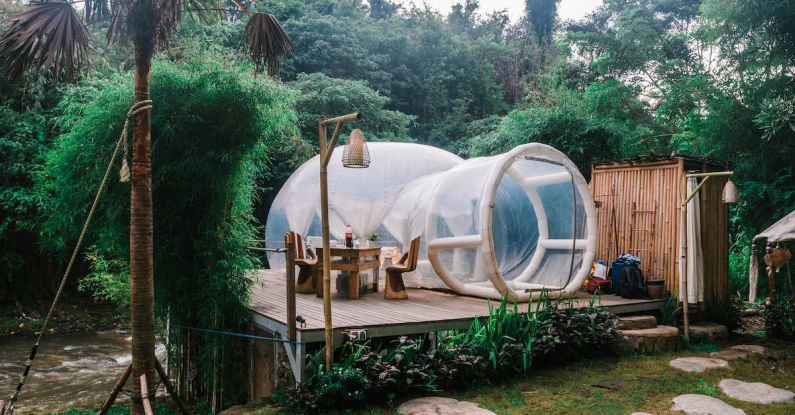 Rainforest Experience - Exterior of cute bubble tent in tropical garden