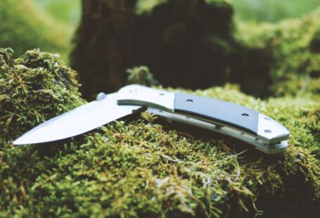 Camping Gear - Gray and Black Folding Pocket Knife