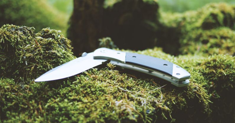 Camping Gear - Gray and Black Folding Pocket Knife